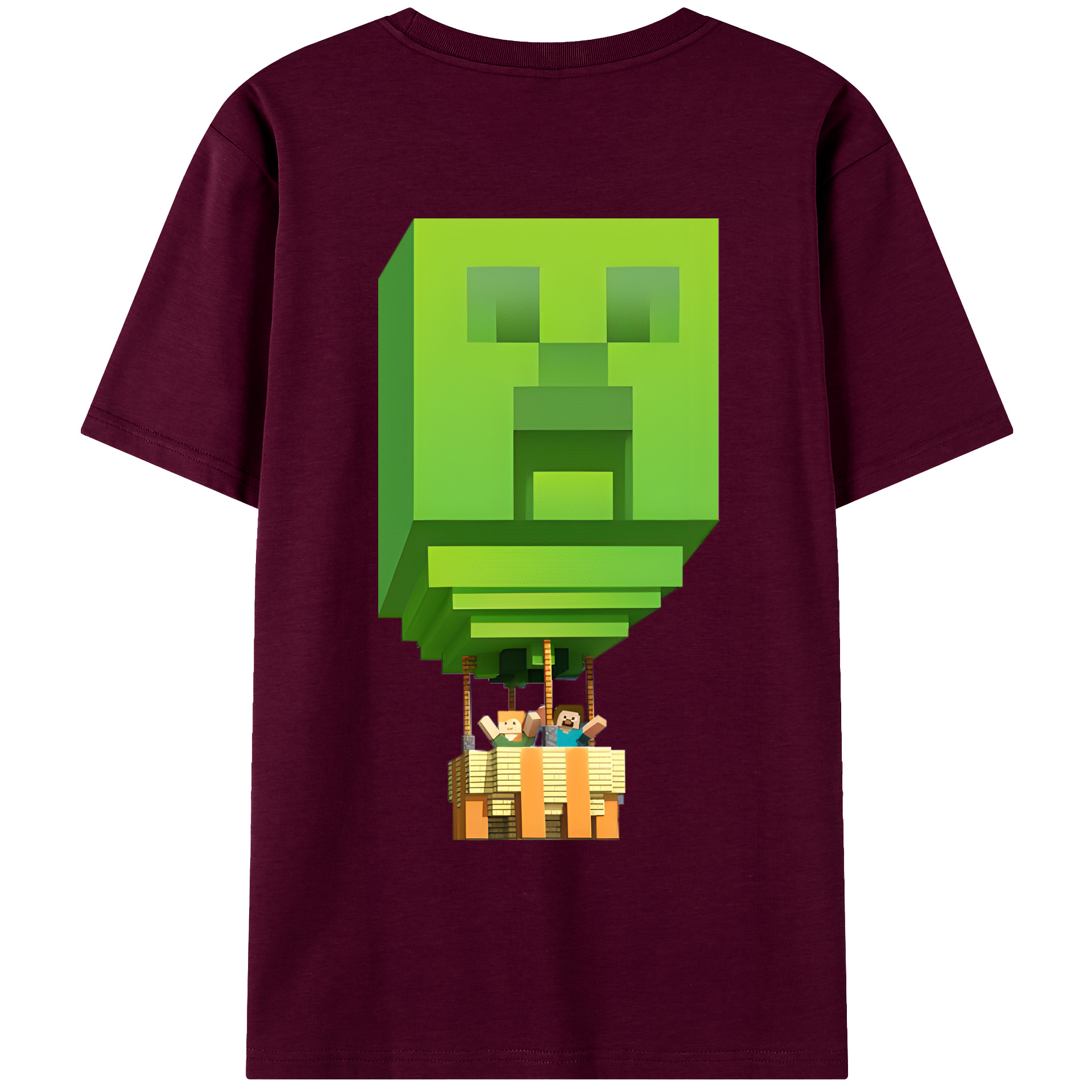（画像用） マインクラフト ブロックの世界 Minecraft MC Block world レディース半袖Tシャツ(バックプリント)